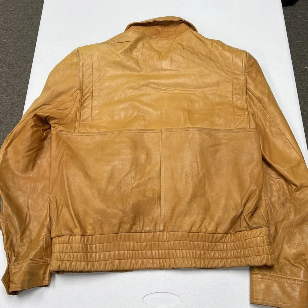 Alexandre Leather Jacket Mens 42 Tan Vintage Bomber Zip Up Coat
